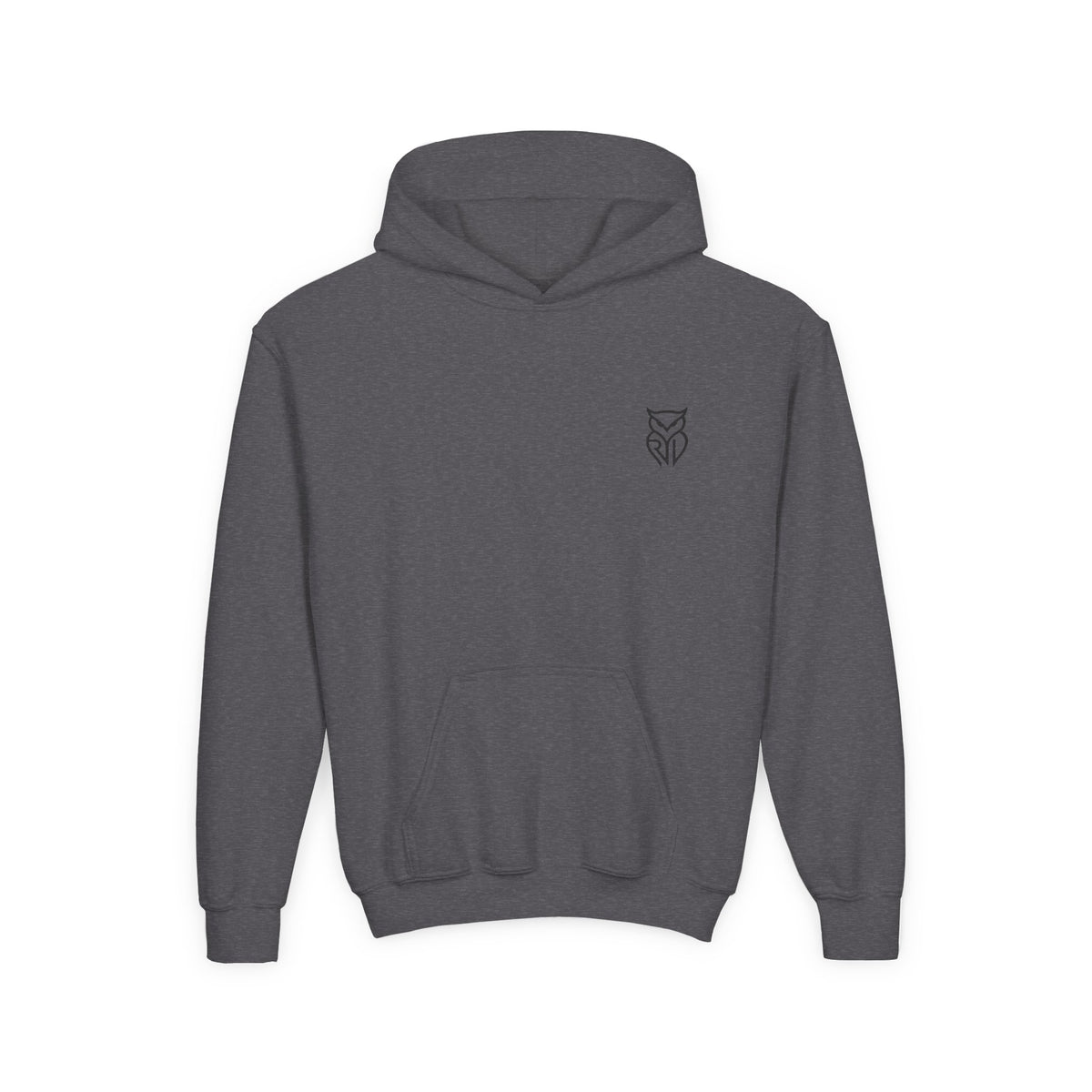 Rare Lab youth hoodie: small Rare Lab owl logo on the chest