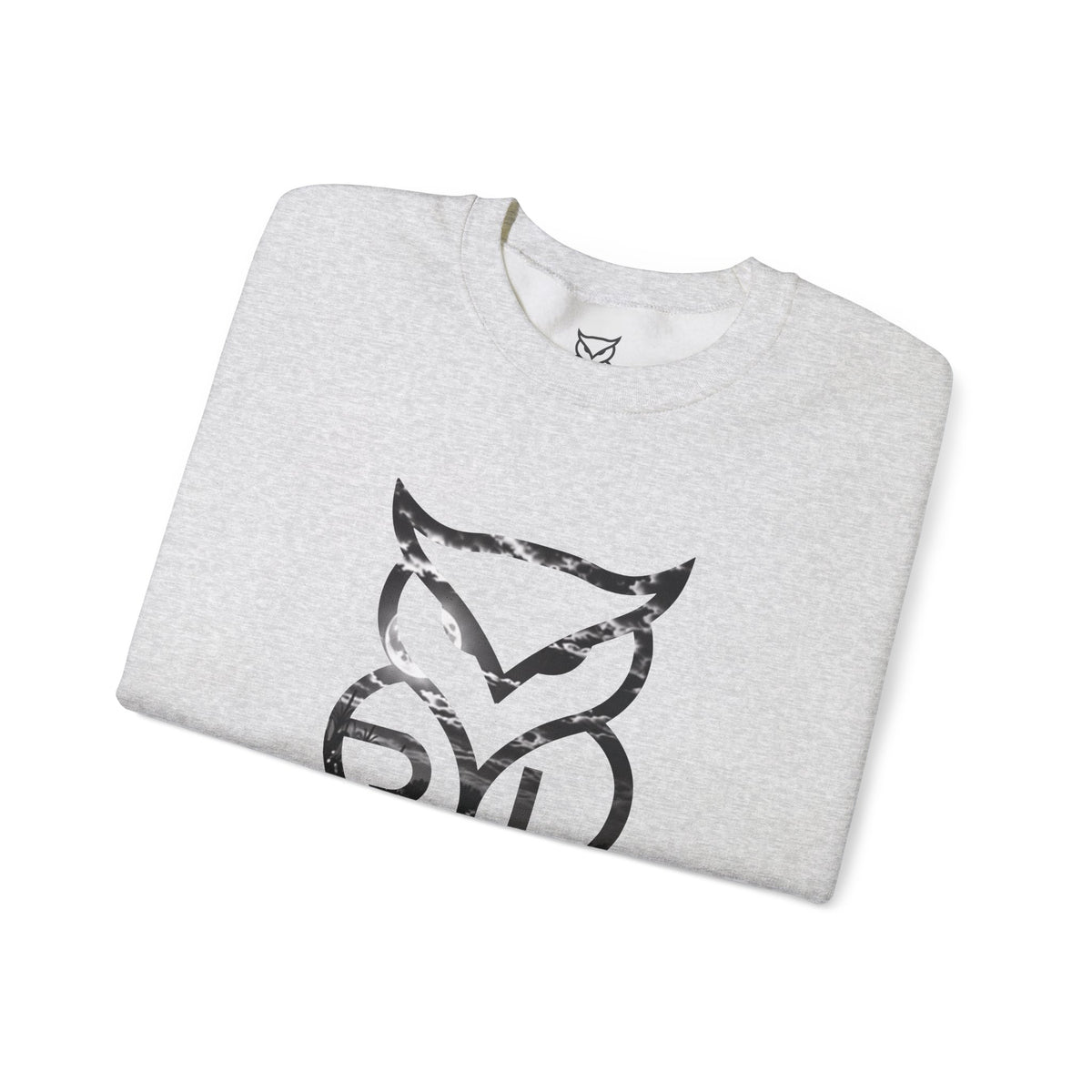 Rare Lab Midnight Owl crewneck in Military Green: large night-sky owl on the front, C10 truck under a full moon on the back