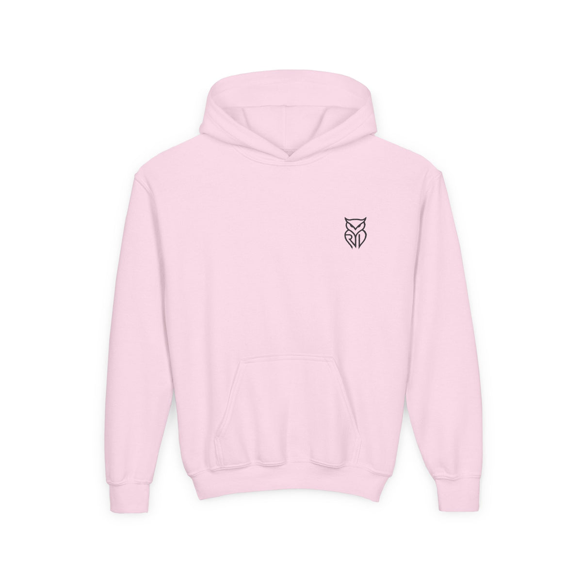Rare Lab youth hoodie: small Rare Lab owl logo on the chest