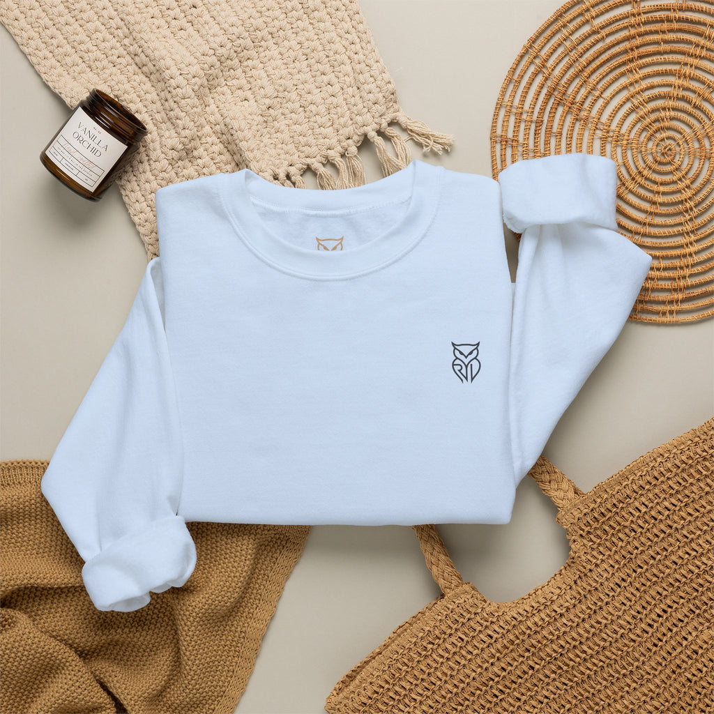 Rare Lab Retro TV Cart crewneck: small owl logo on the chest, faded TV on a rolling cart on the back