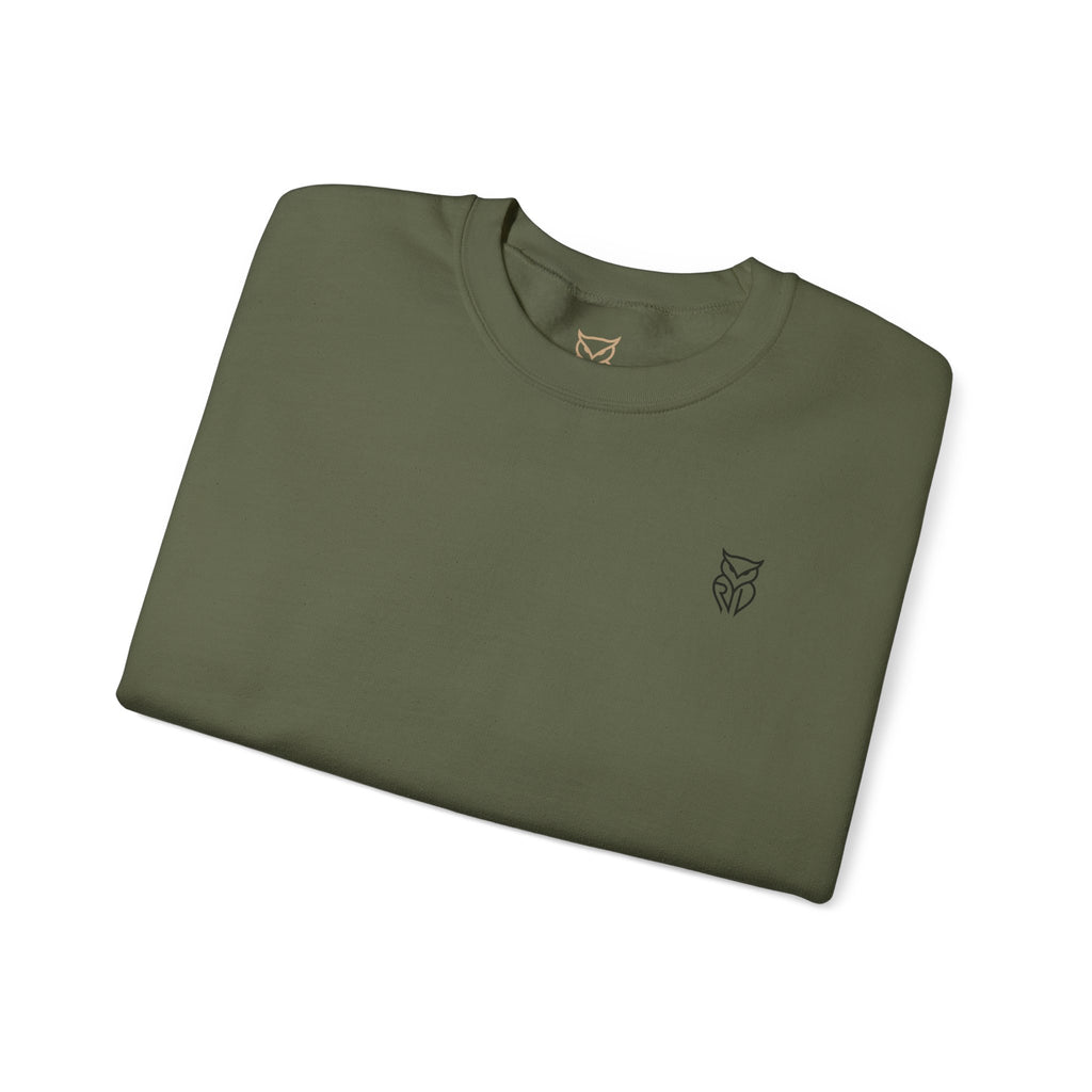 Rare Lab Retro TV Cart crewneck: small owl logo on the chest, faded TV on a rolling cart on the back