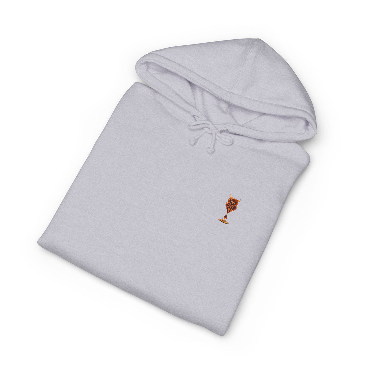 Rare Lab Drip Owl heavyweight hoodie: Rare Lab owl in glossy amber with an espresso drop, on the chest