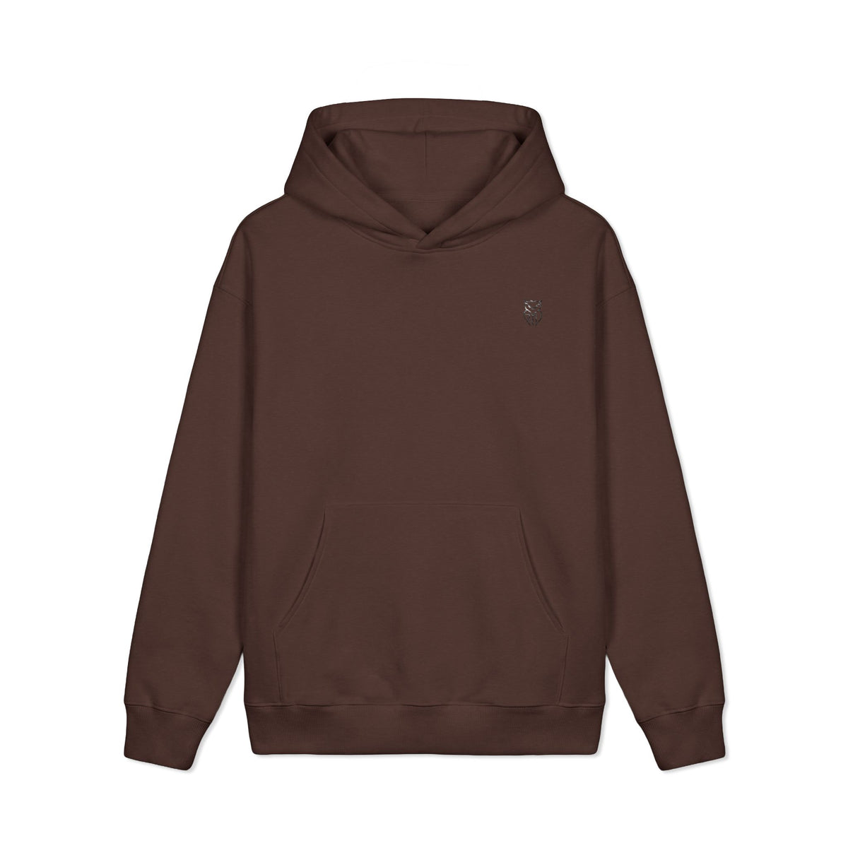 Rare Lab Midnight Owl heavyweight hoodie with a small moonlit, night-sky-filled Rare Lab owl logo on the chest