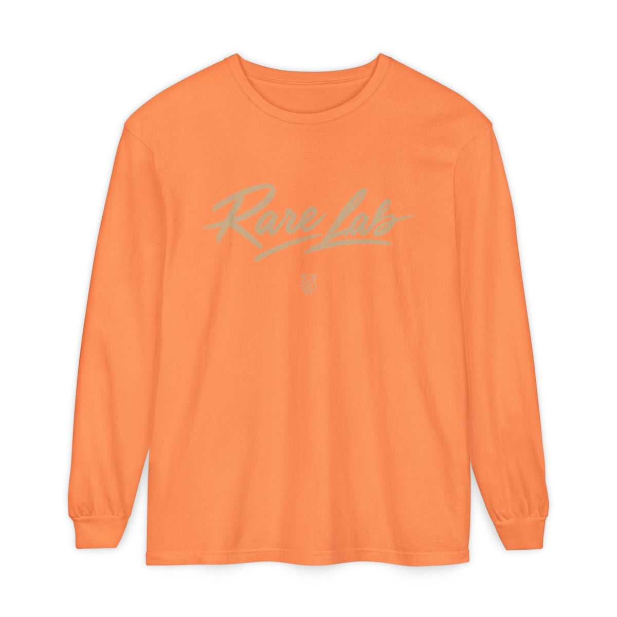 Rare Lab Script Logo garment-dyed long sleeve tee with the Rare Lab script logo
