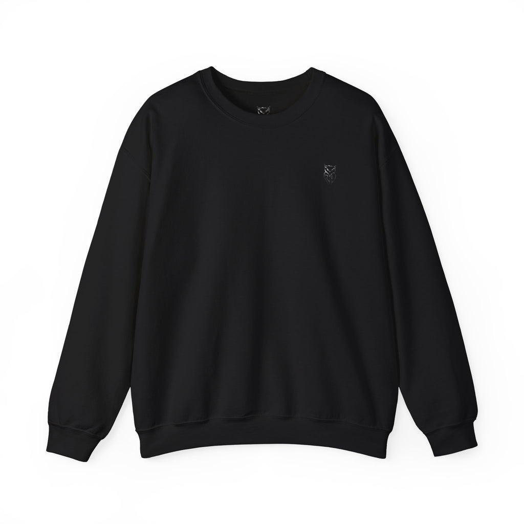 Rare Lab After Dark Midnight crewneck in Black: small night-sky owl on the chest, C10 truck under a full moon on the back