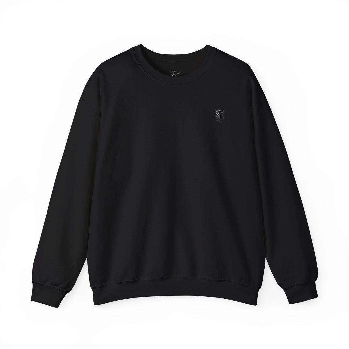 Rare Lab After Dark Midnight crewneck in Black: small night-sky owl on the chest, C10 truck under a full moon on the back