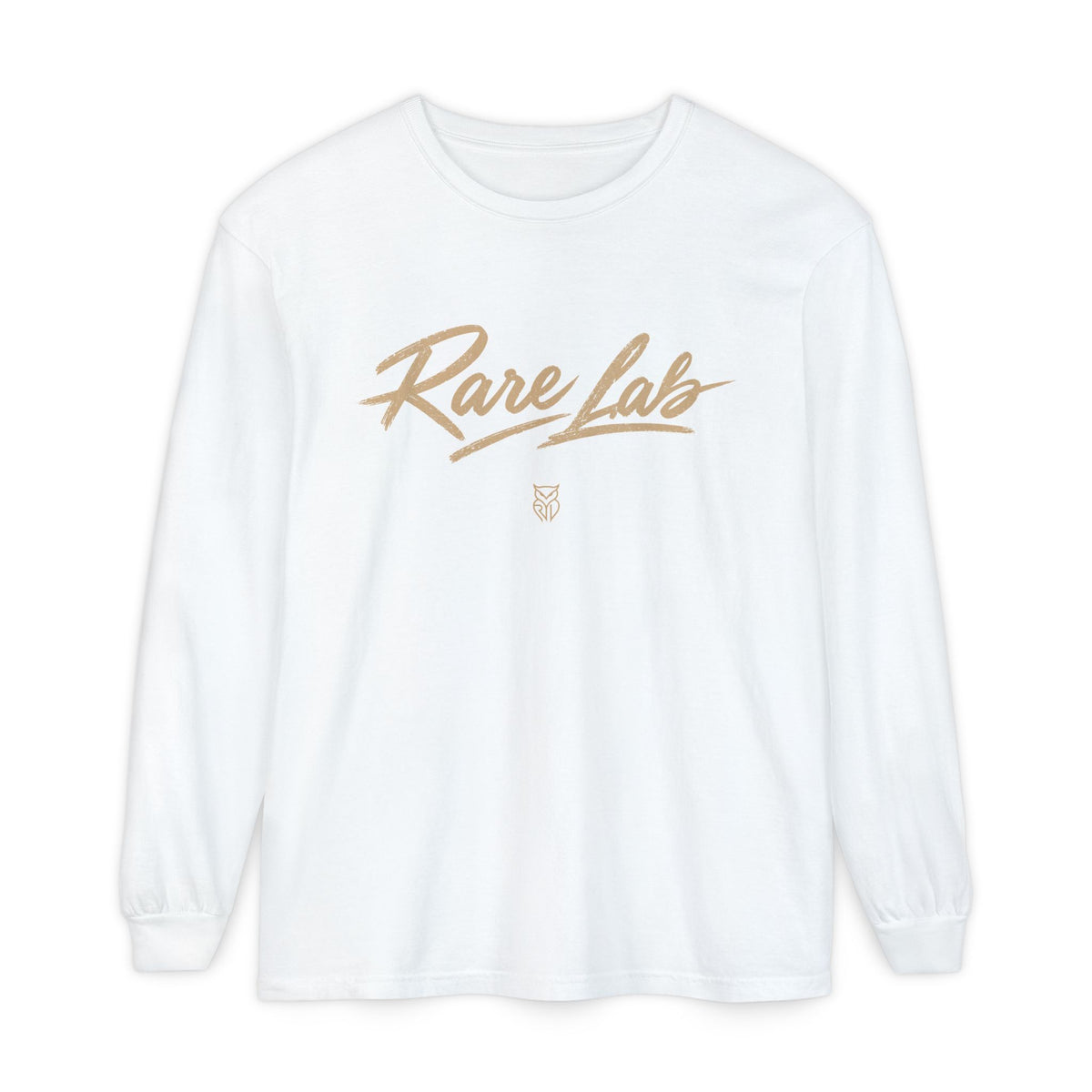 Rare Lab Script Logo garment-dyed long sleeve tee with the Rare Lab script logo