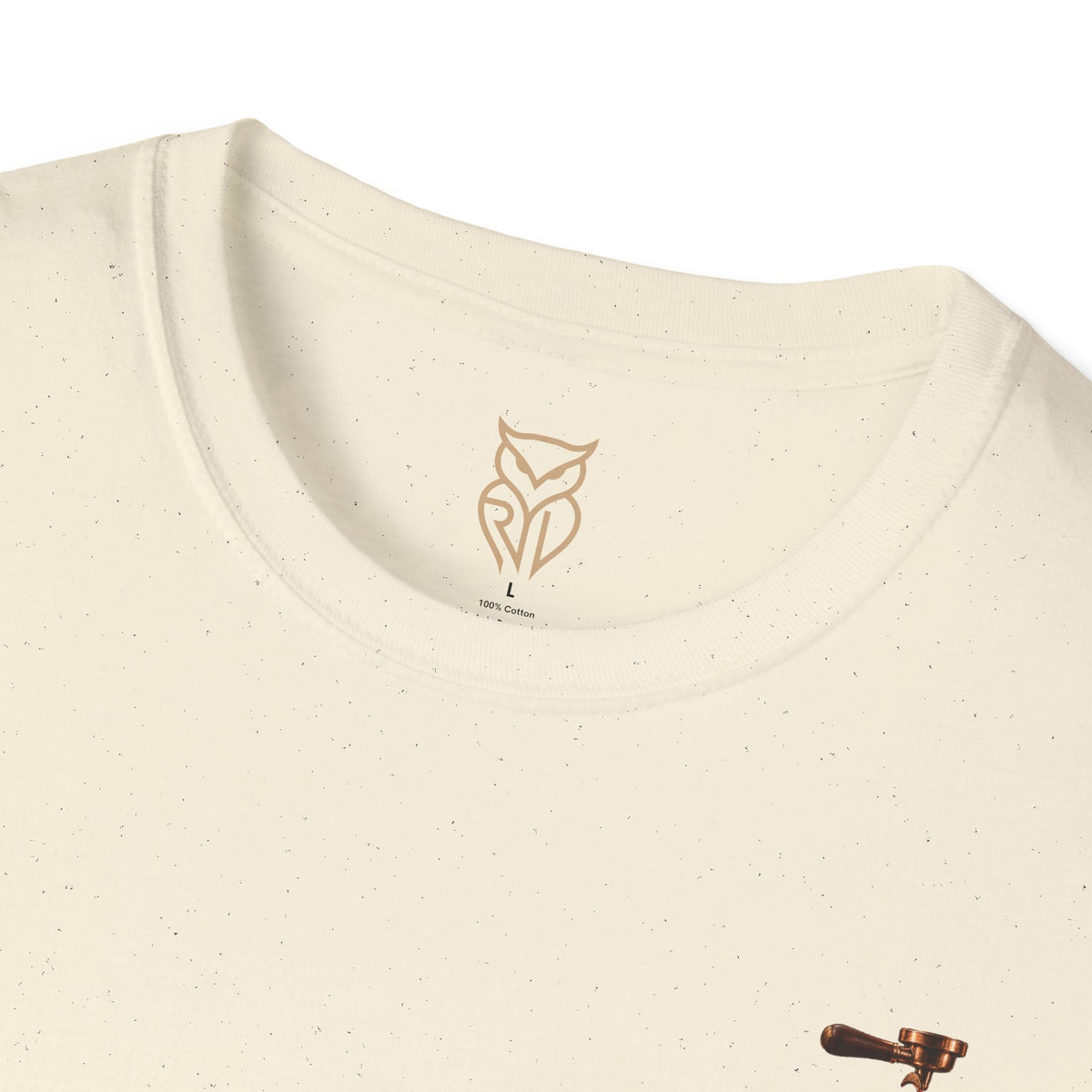 Rare Lab Espresso Drip tee: small Rare Lab Drip espresso design on the chest