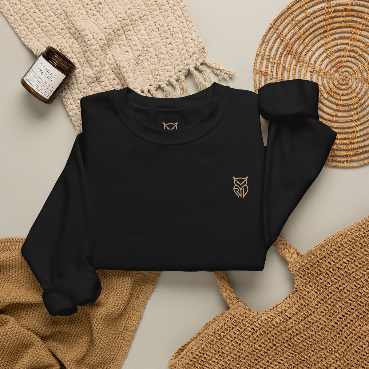 Rare Lab Retro TV Cart crewneck: small owl logo on the chest, faded TV on a rolling cart on the back