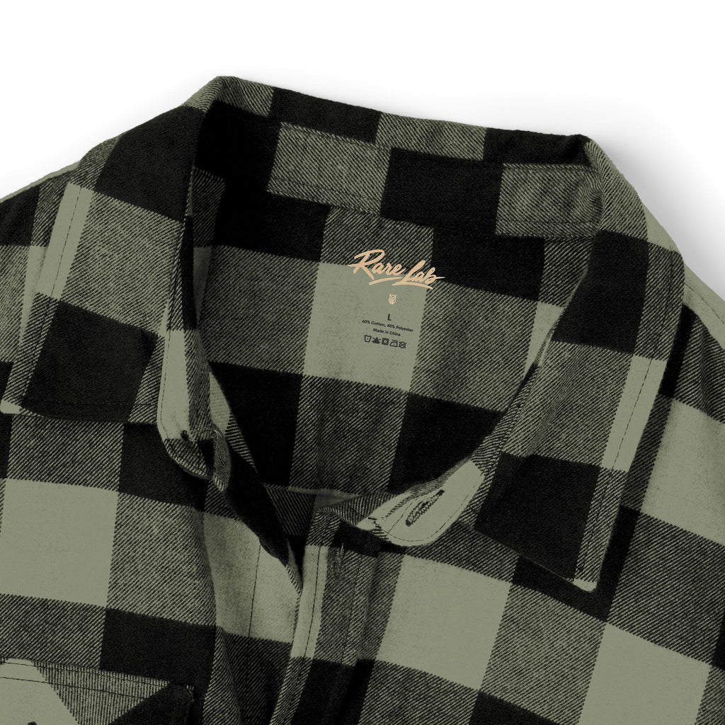Rare Lab Logo flannel shirt with the Rare Lab logo