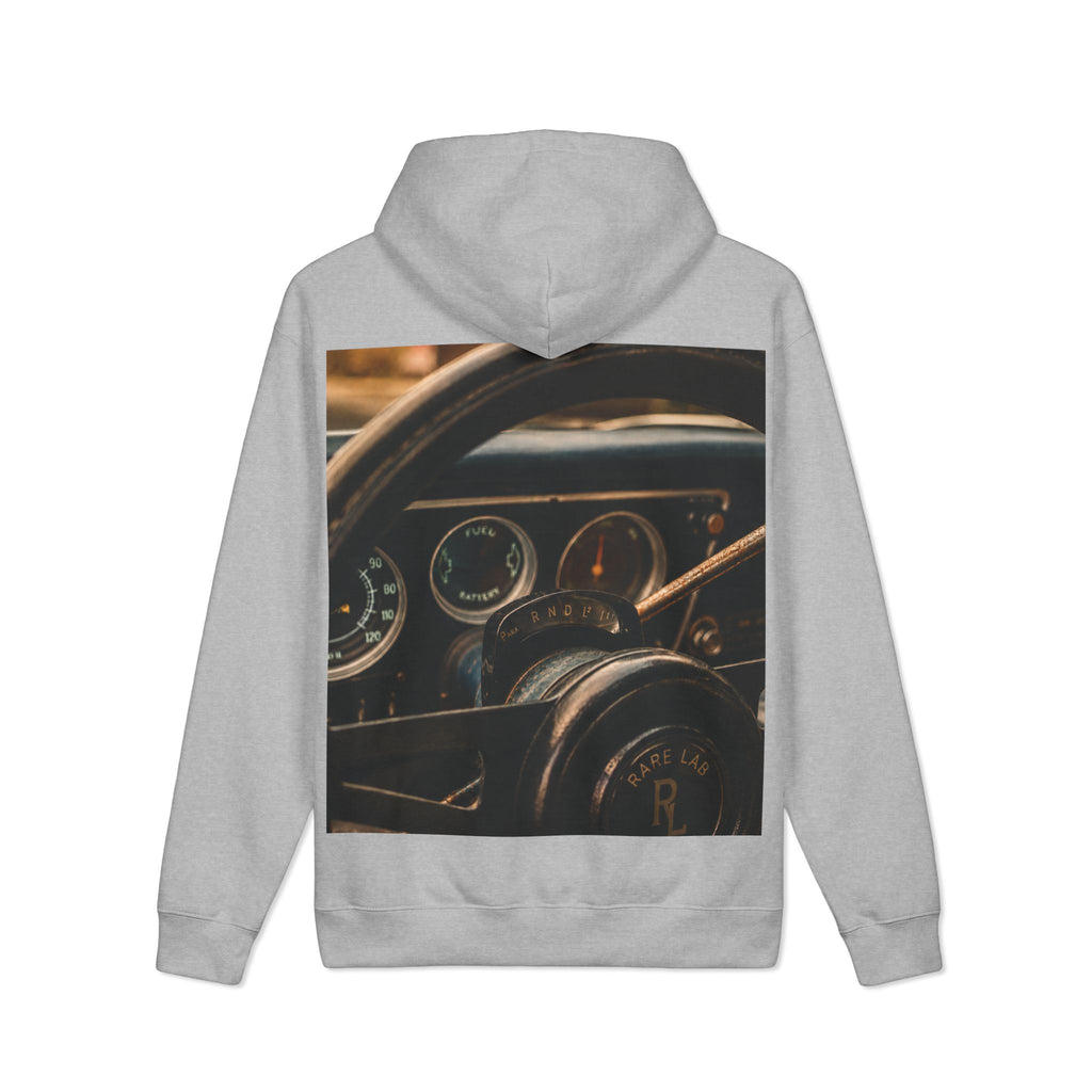 Rare Lab Retro Dashboard heavyweight hoodie: photo print of a classic car dashboard on the back