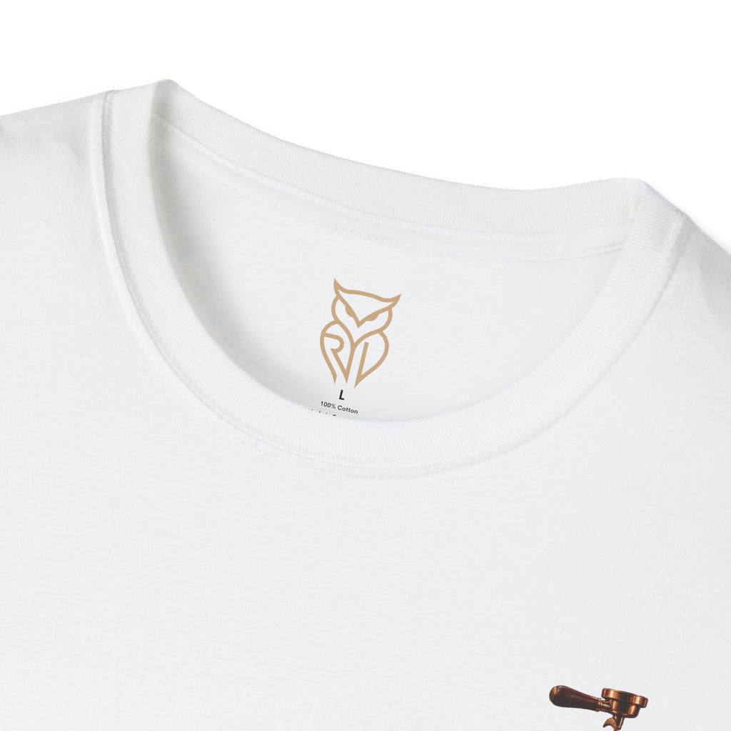 Rare Lab Espresso Drip tee: small Rare Lab Drip espresso design on the chest