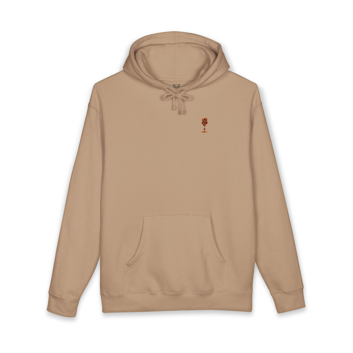 Rare Lab Drip Owl heavyweight hoodie: Rare Lab owl in glossy amber with an espresso drop, on the chest