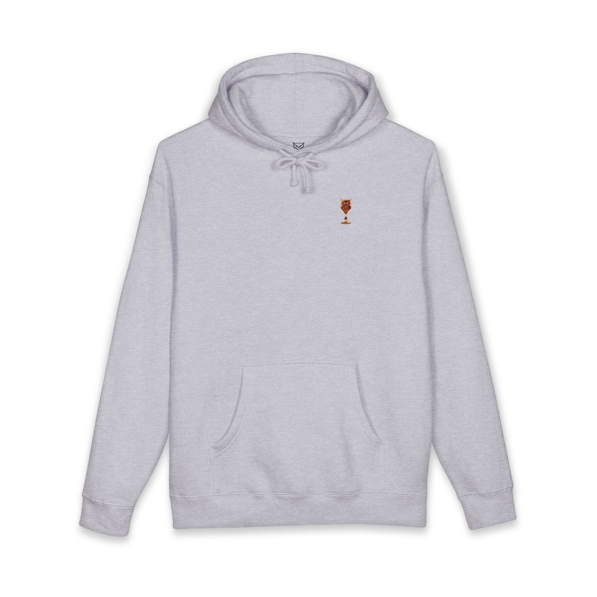 Rare Lab Drip Owl heavyweight hoodie: Rare Lab owl in glossy amber with an espresso drop, on the chest