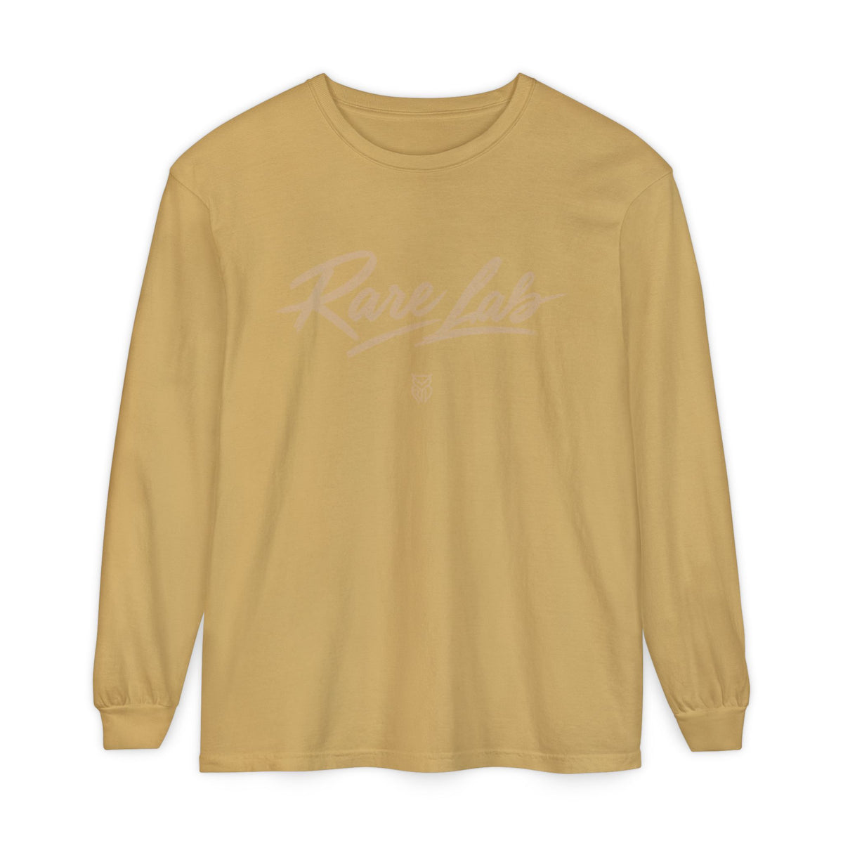 Rare Lab Script Logo garment-dyed long sleeve tee with the Rare Lab script logo