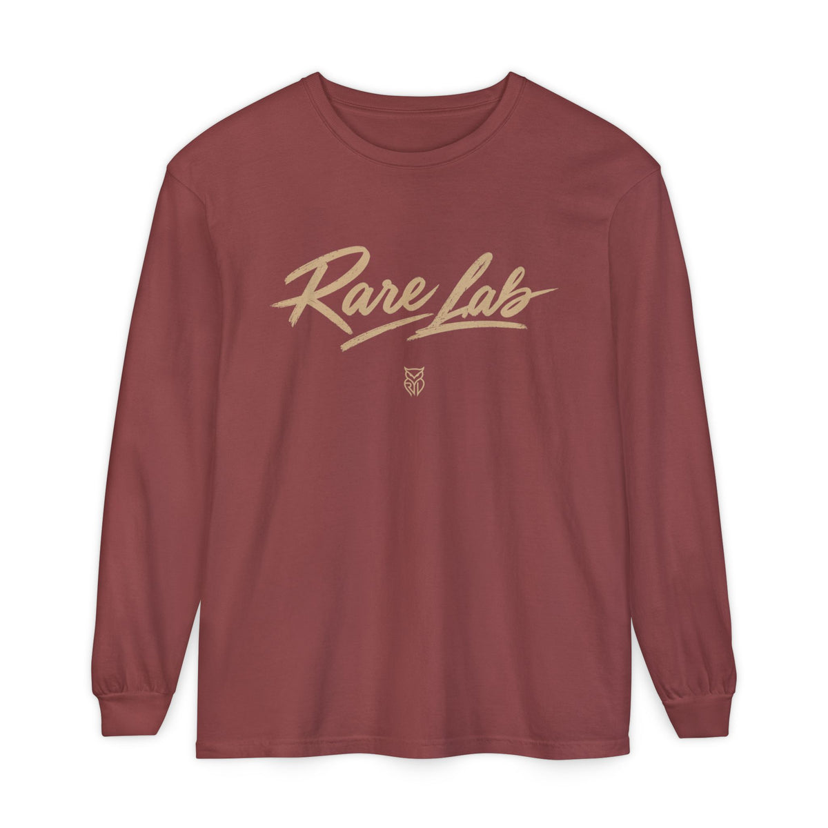 Rare Lab Script Logo garment-dyed long sleeve tee with the Rare Lab script logo