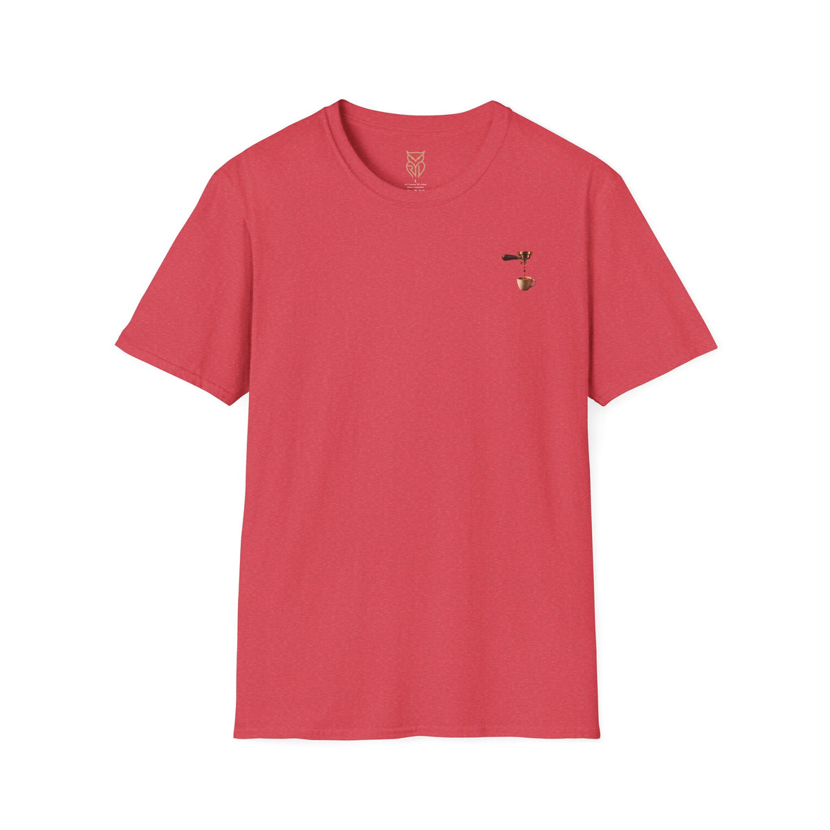 Rare Lab Espresso Drip tee: small Rare Lab Drip espresso design on the chest