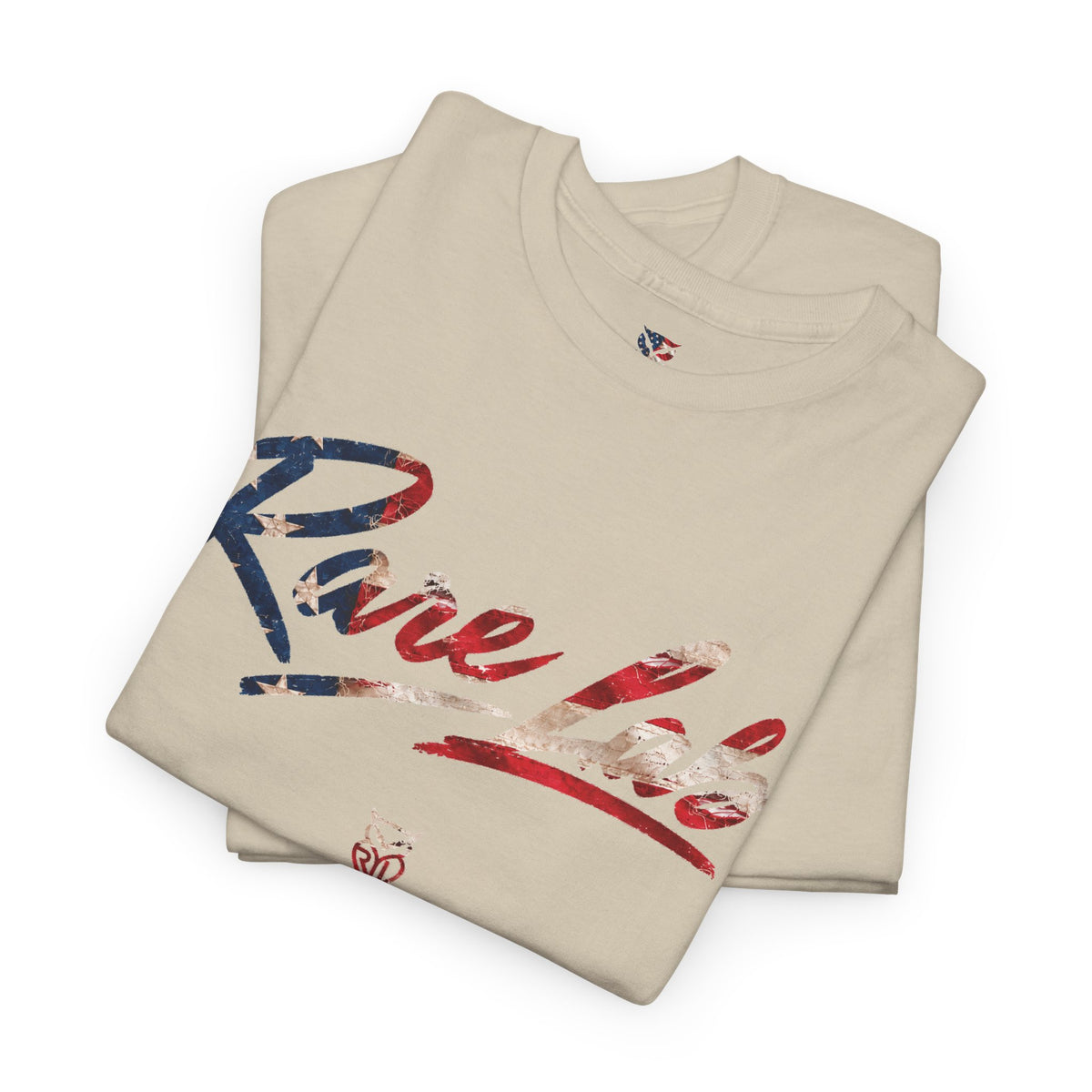 Rare Lab Brush Stroke American Flag tee: faded brush stroke logo in flag colors across the chest