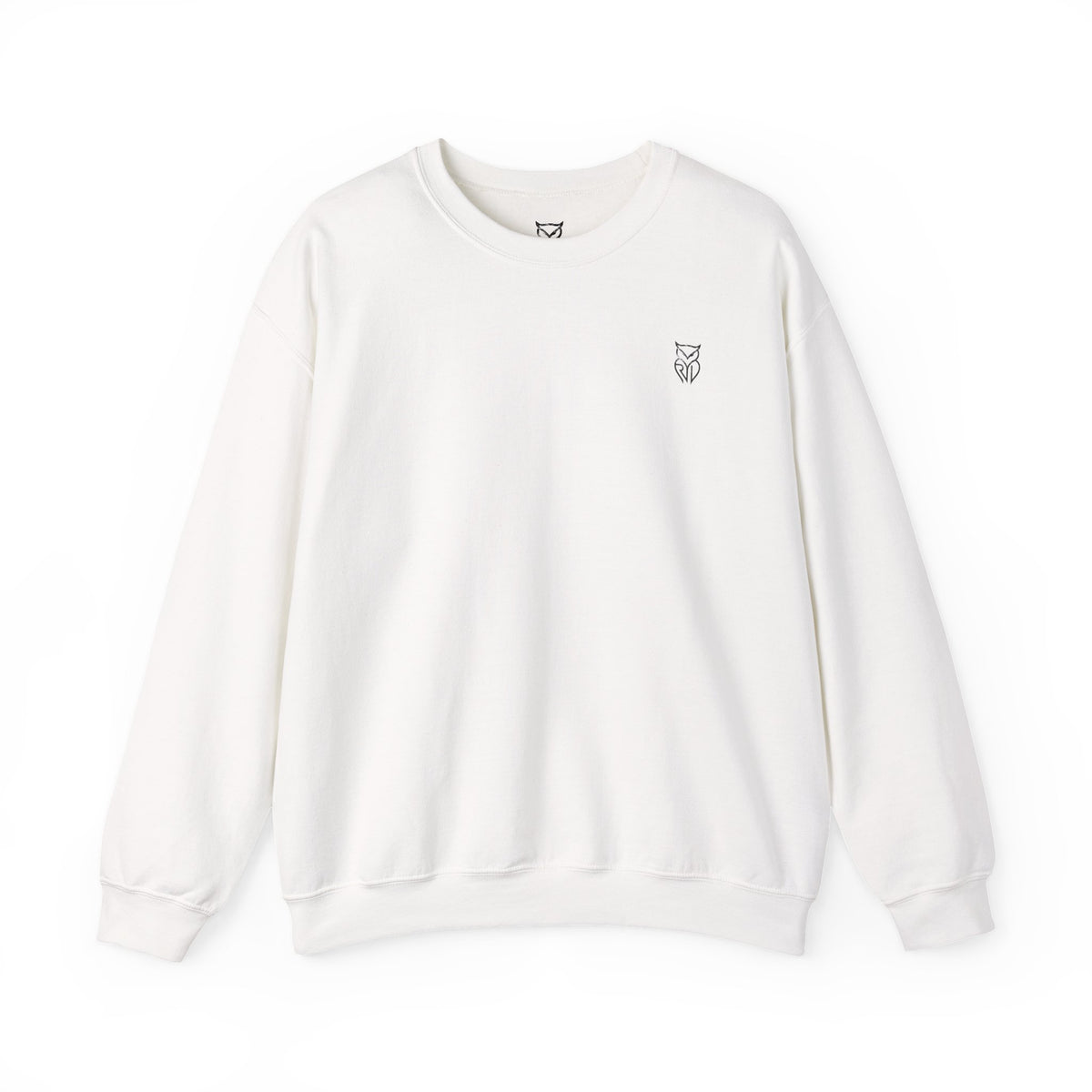 Rare Lab After Dark Midnight crewneck in White: small night-sky owl on the chest, C10 truck under a full moon on the back