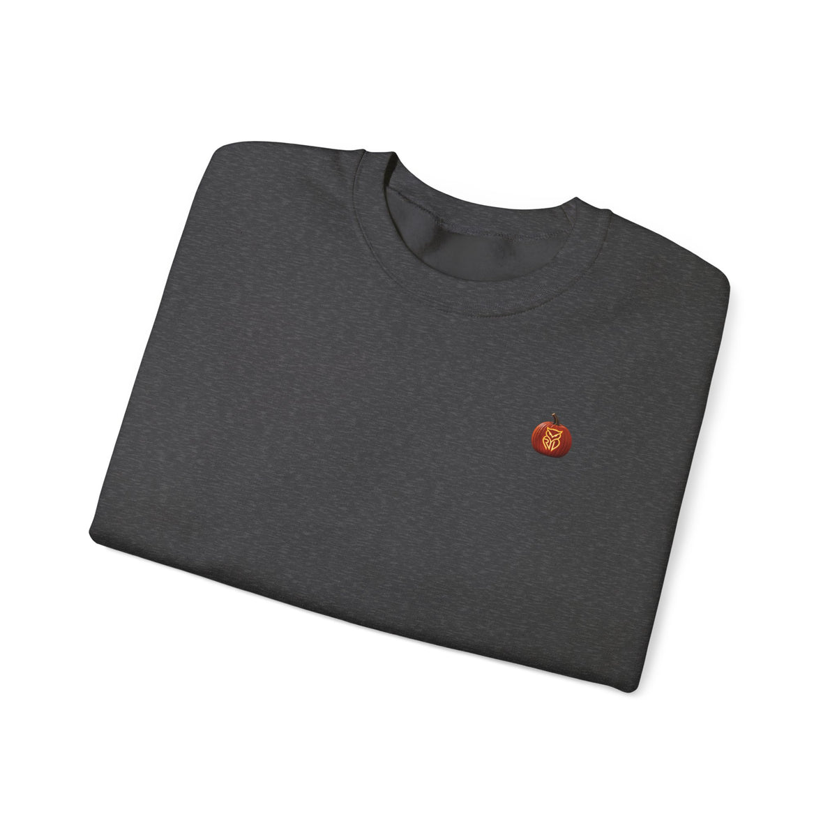 Rare Lab Owl Lantern embroidered crewneck sweatshirt with a small embroidered Rare Lab owl jack-o'-lantern on the chest