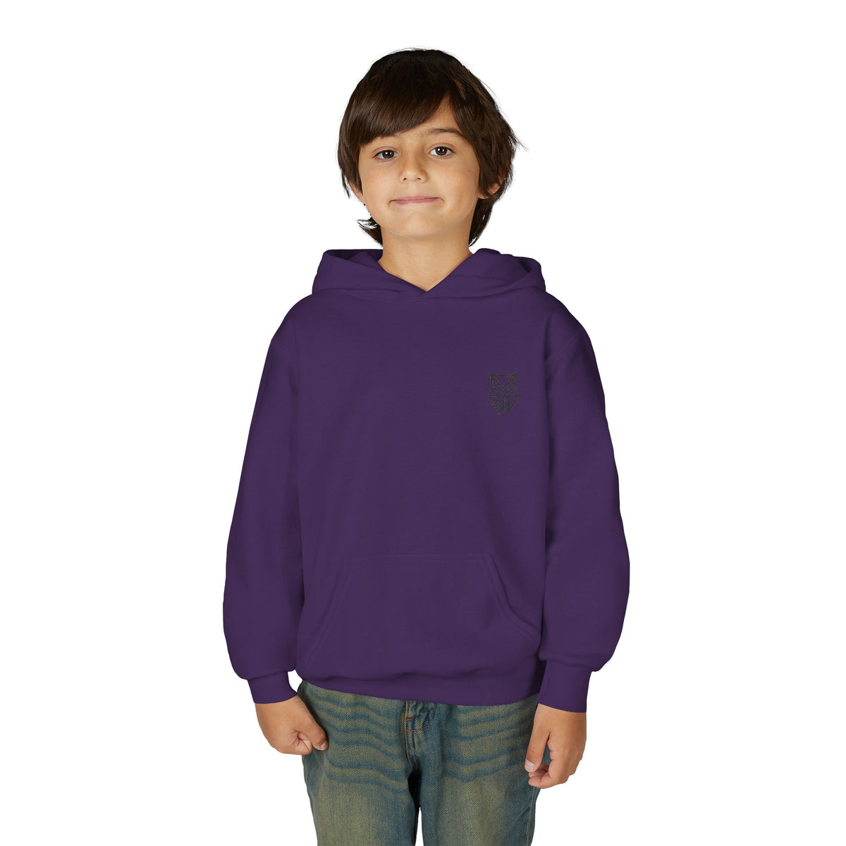 Rare Lab youth hoodie: small Rare Lab owl logo on the chest