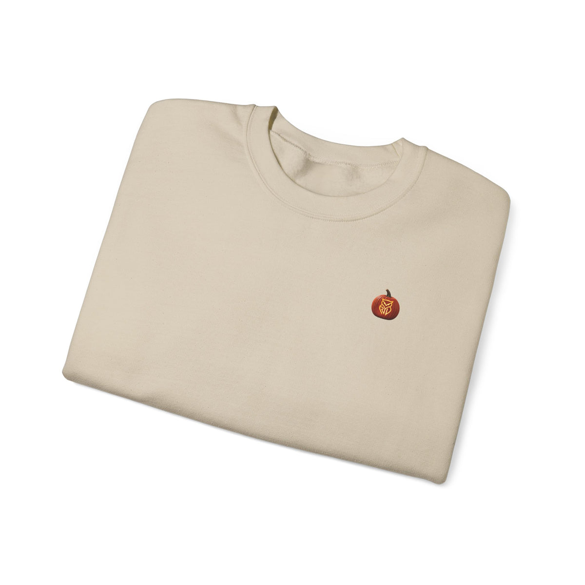 Rare Lab Owl Lantern embroidered crewneck sweatshirt with a small embroidered Rare Lab owl jack-o'-lantern on the chest