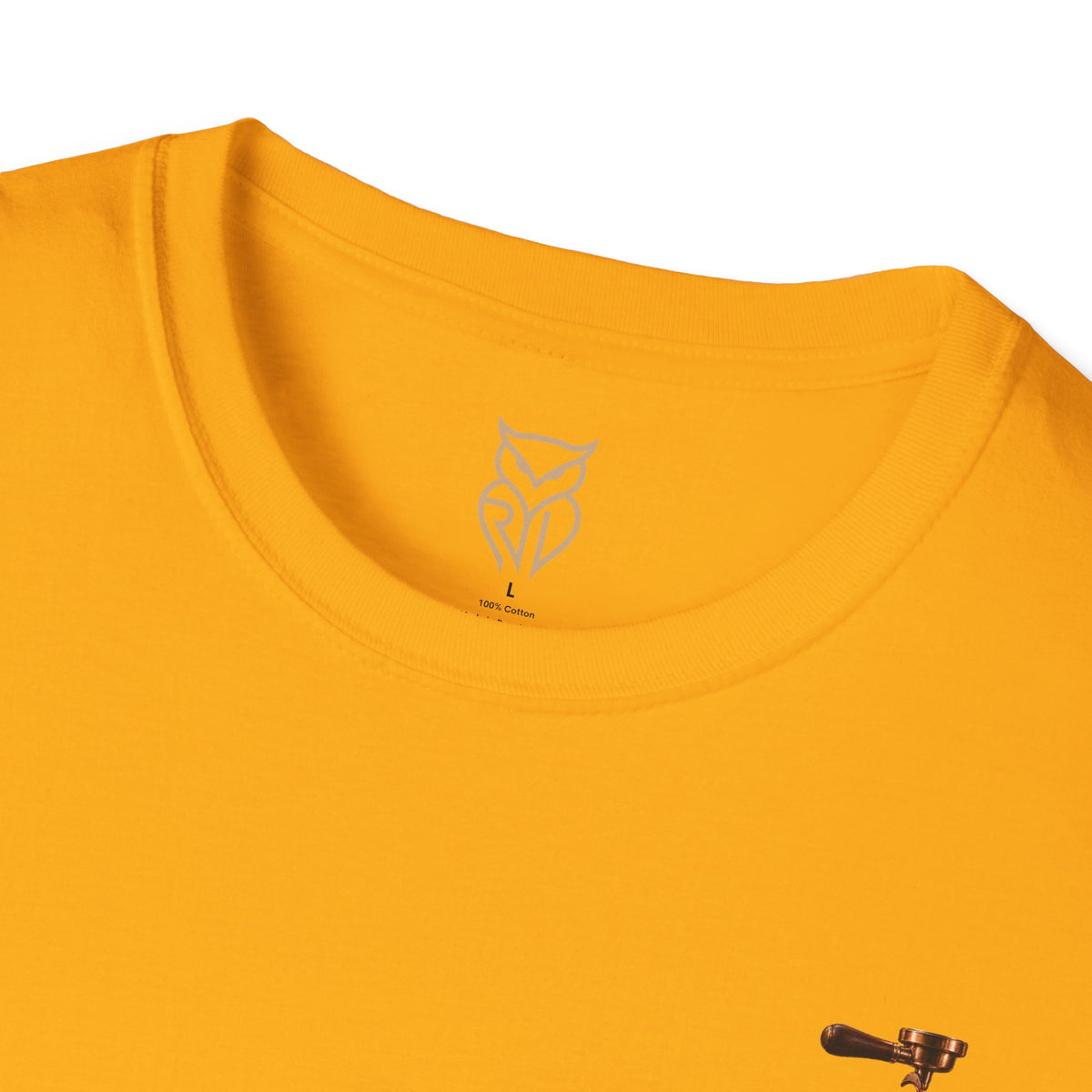 Rare Lab Espresso Drip tee: small Rare Lab Drip espresso design on the chest