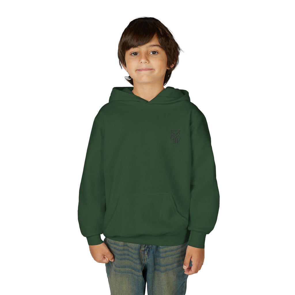 Rare Lab youth hoodie: small Rare Lab owl logo on the chest