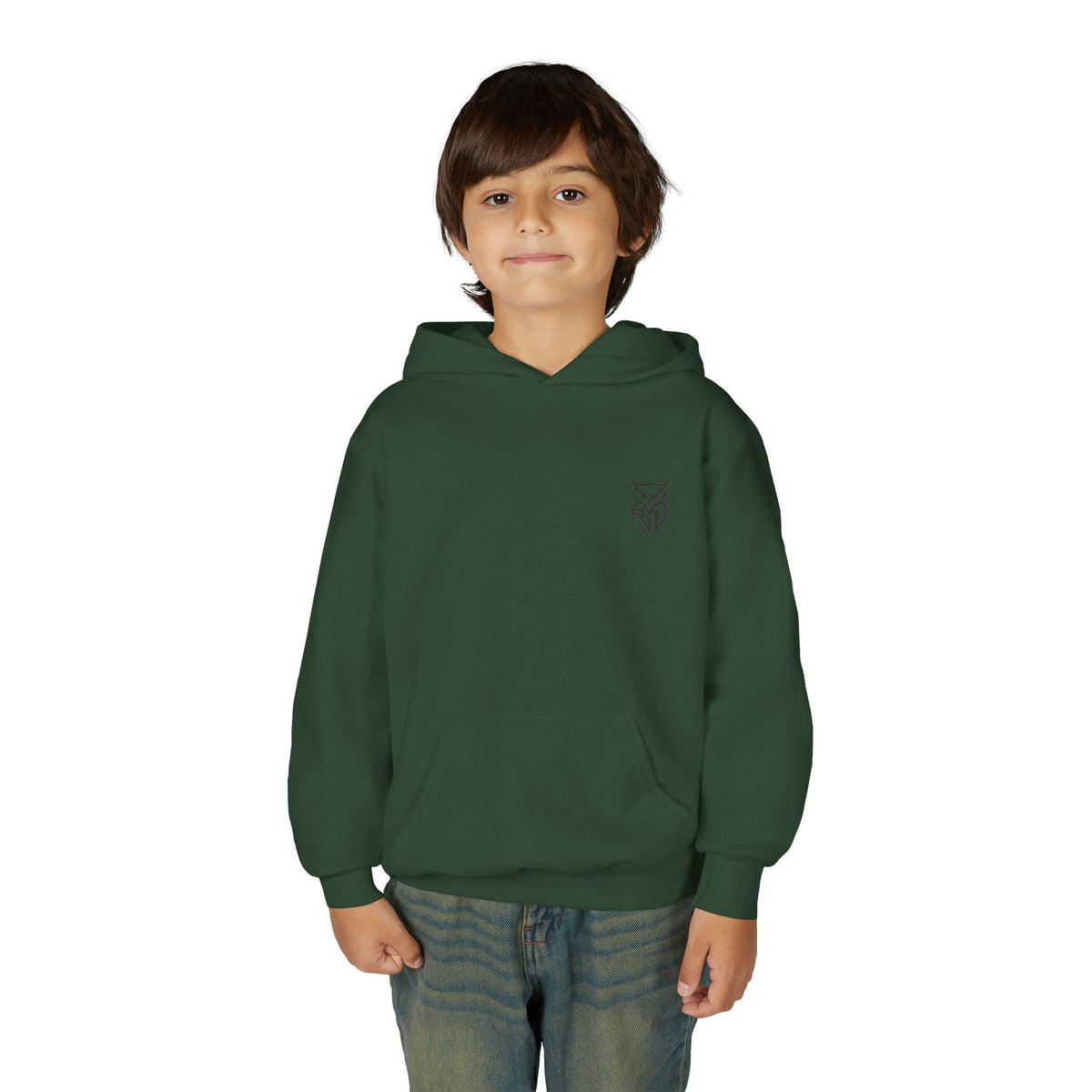 Rare Lab youth hoodie: small Rare Lab owl logo on the chest