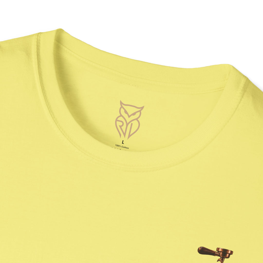Rare Lab Espresso Drip tee: small Rare Lab Drip espresso design on the chest